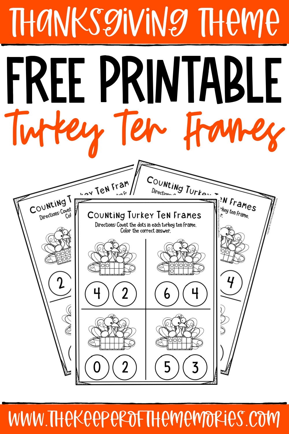 Free Printable Counting Thanksgiving Kindergarten Worksheets