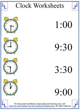 kindergarten time worksheet