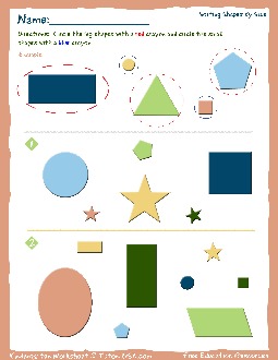 Worksheet: Kindergarten - Big and Small - Sort Shapes By Size ...