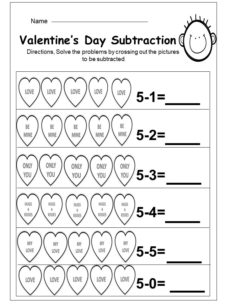 kindergarten valentine worksheet