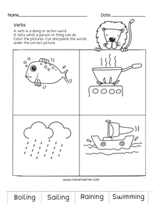 kindergarten verb worksheet