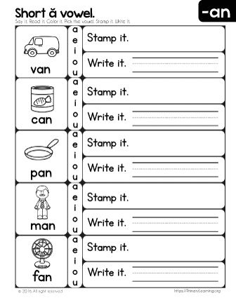 kindergarten word families worksheet
