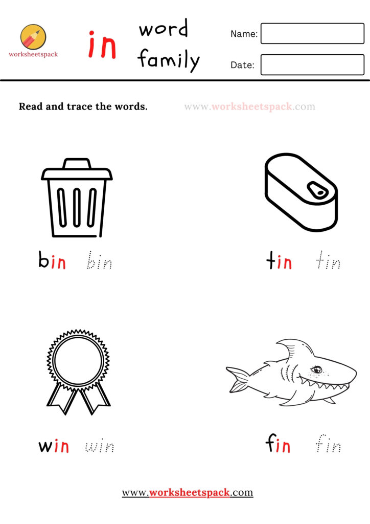 kindergarten word families worksheet