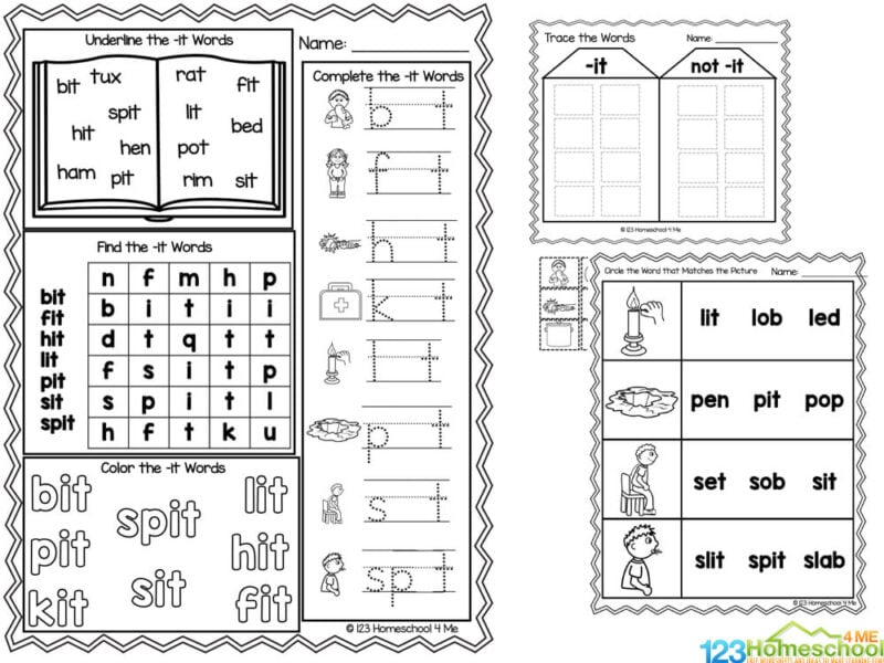 kindergarten word family worksheet