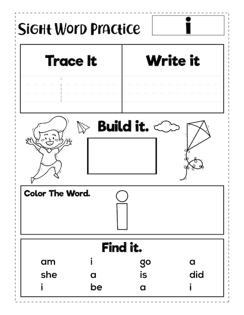 kindergarten words worksheet