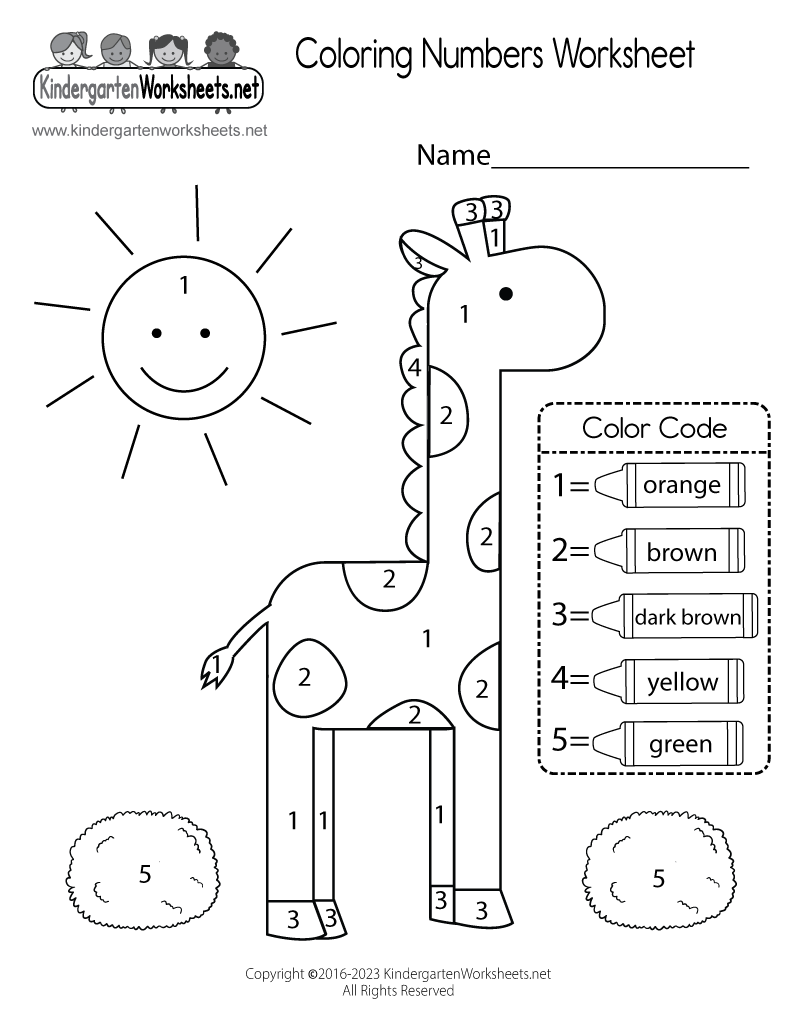 kindergarten worksheet color