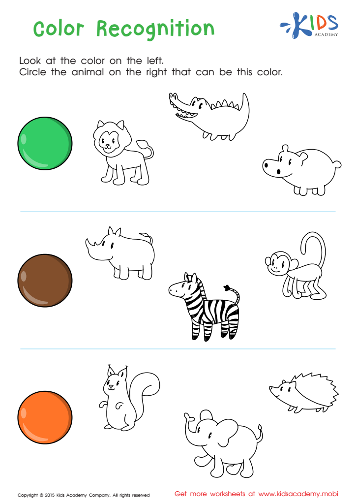 First Words: Color Recognition Worksheet: Printable Coloring Page ...