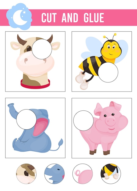 Premium Vector | Cut and glue worksheet. Game for kids. Education ...