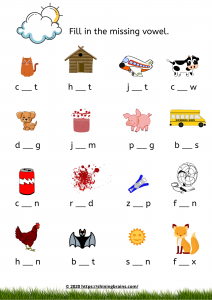 kindergarten worksheet cvc words