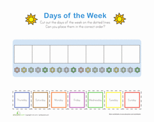 kindergarten worksheet days of the week