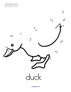 Ducks Dot to Dot Worksheet for Kindergarten | Lesson Planet
