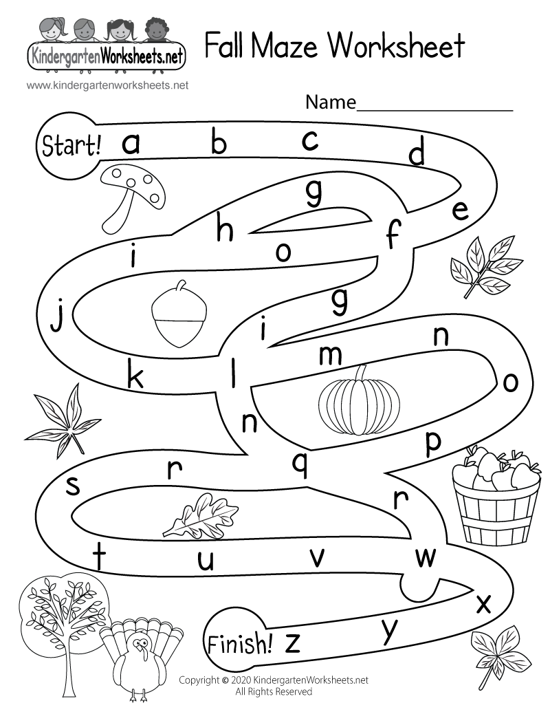 kindergarten worksheet free maze printables