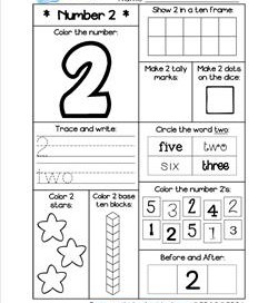 kindergarten worksheet numbers