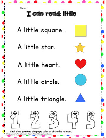 kindergarten worksheet reading sight words