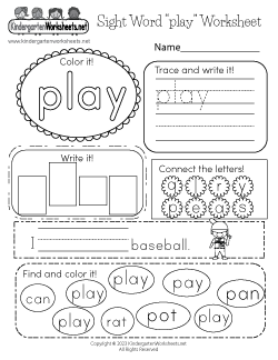 kindergarten worksheet reading sight words