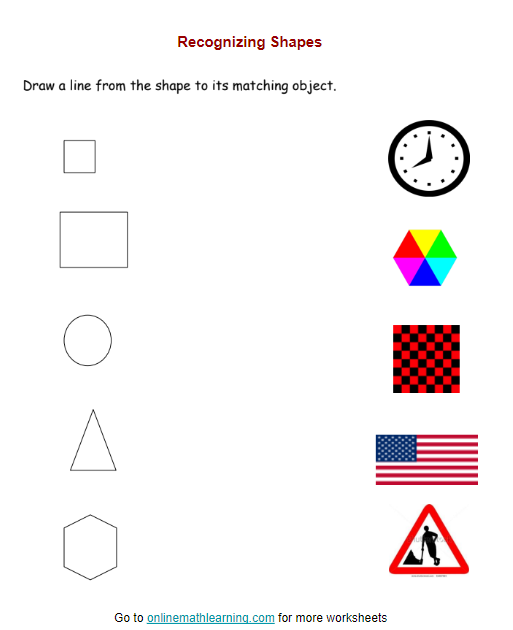 kindergarten worksheet shapes