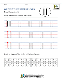 Kindergarten Writing Worksheets - Numbers to 11 to 20