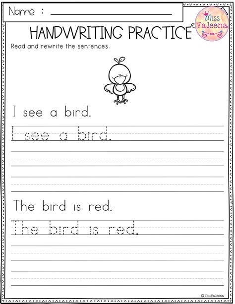 kindergrten handwriting worksheet