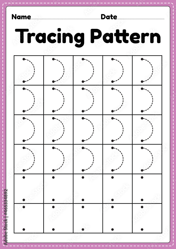 Tracing pattern right curve lines worksheet for kindergarten ...