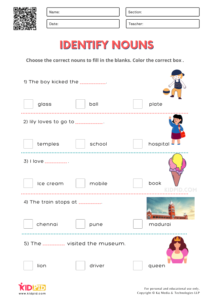 kinds of nouns worksheet
