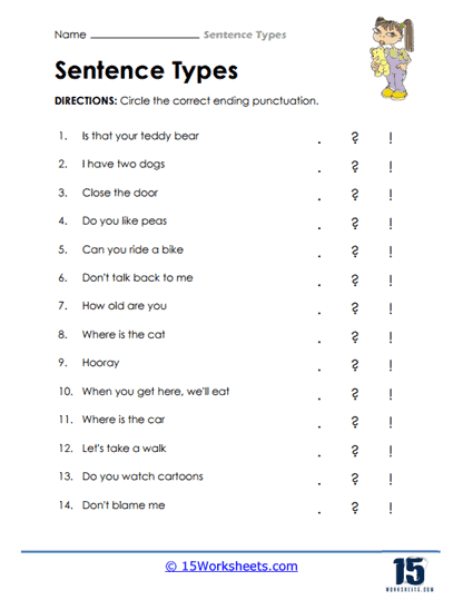 Sentence Types Worksheets 15 Worksheets com Worksheets Library