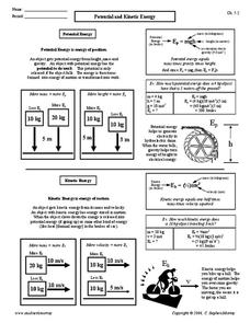 kinetic and potential energy worksheet 5th grade