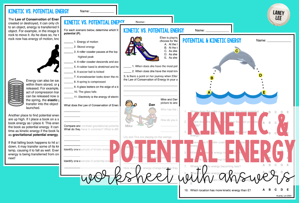 Kinetic and Potential Energy Worksheet with Answers - Laney Lee
