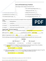 kinetic and potential energy worksheet answers key