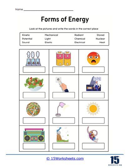 kinetic and potential energy worksheet key
