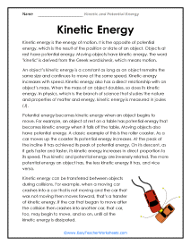 kinetic energy worksheet answer key