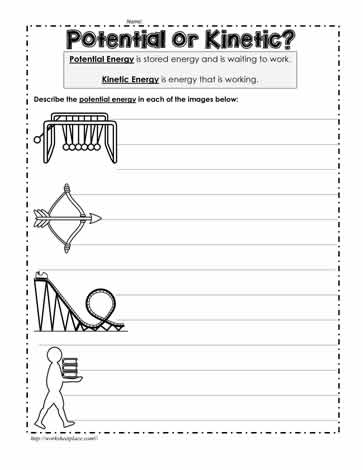 Potential or Kinetic Worksheets