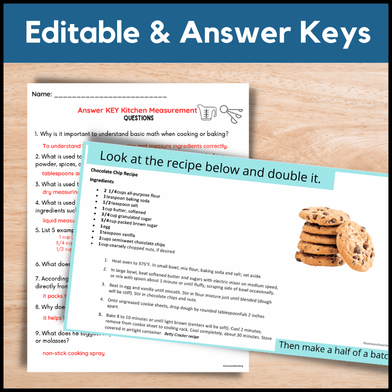 Kitchen Measurement Lesson - Kitchen Math Worksheets - Twins and ...