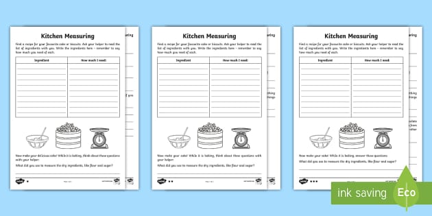Year 2 Kitchen Measuring Worksheet (teacher made) - Twinkl