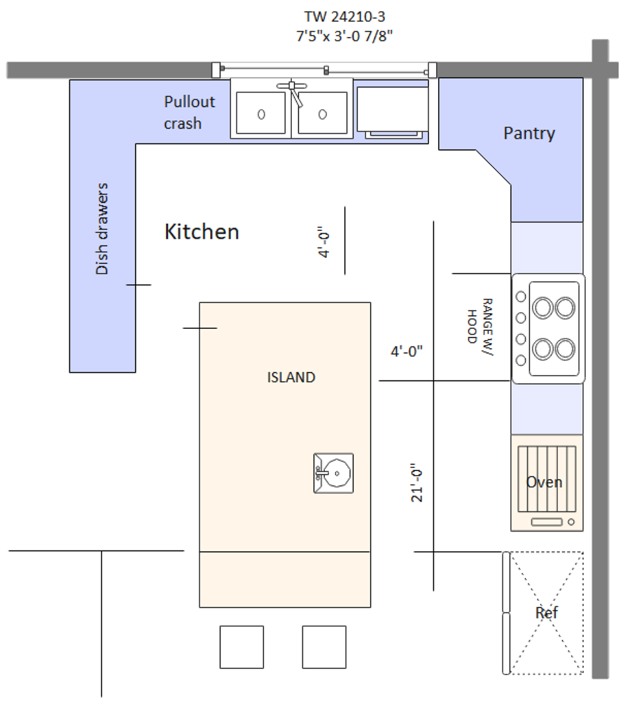 Free Editable Kitchen Floor Plan Examples &  Templates | EdrawMax