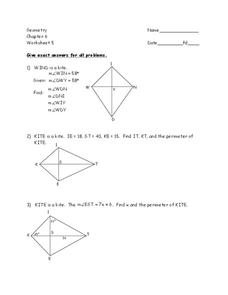 kites and trapezoids worksheet