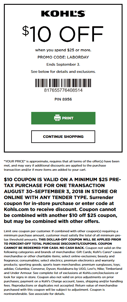 kohls printable online coupons
