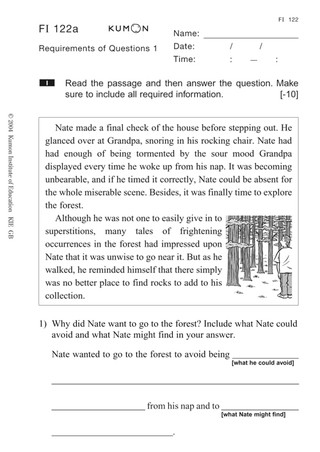 kumon english worksheet