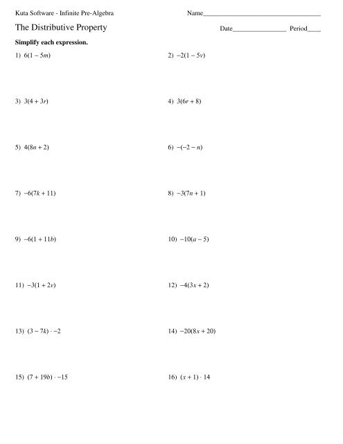 The Distributive Property Kuta Software Infinite Pre ... - Maths ...
