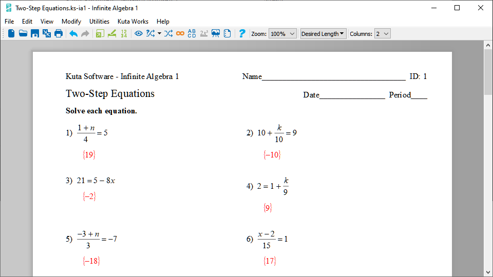 kuta worksheet algebra 2