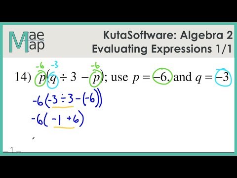 Kuta Software: Algebra 2- Evaluating Expressions - YouTube