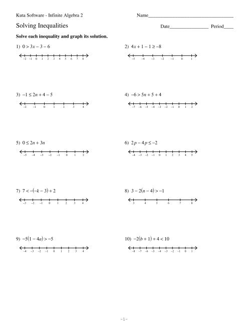 Solving Inequalities - Kuta Software