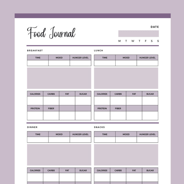 Printable Food Journal | US Letter and A4 size PDF | Instant ...