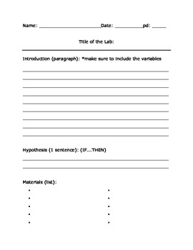 Lab Report Form, Lab Worksheet, Use with ANY Lab {freebie} by TeachBig