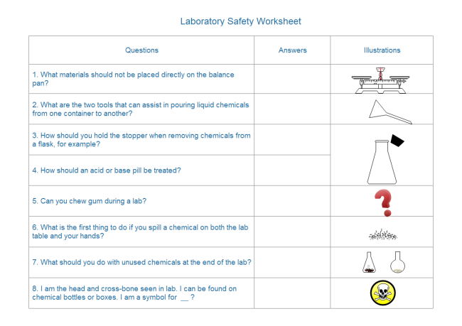 Laboratory Safety Worksheet | Free Laboratory Safety Worksheet ...
