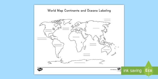 Continents and Oceans Blank Map for Kids | Twinkl USA