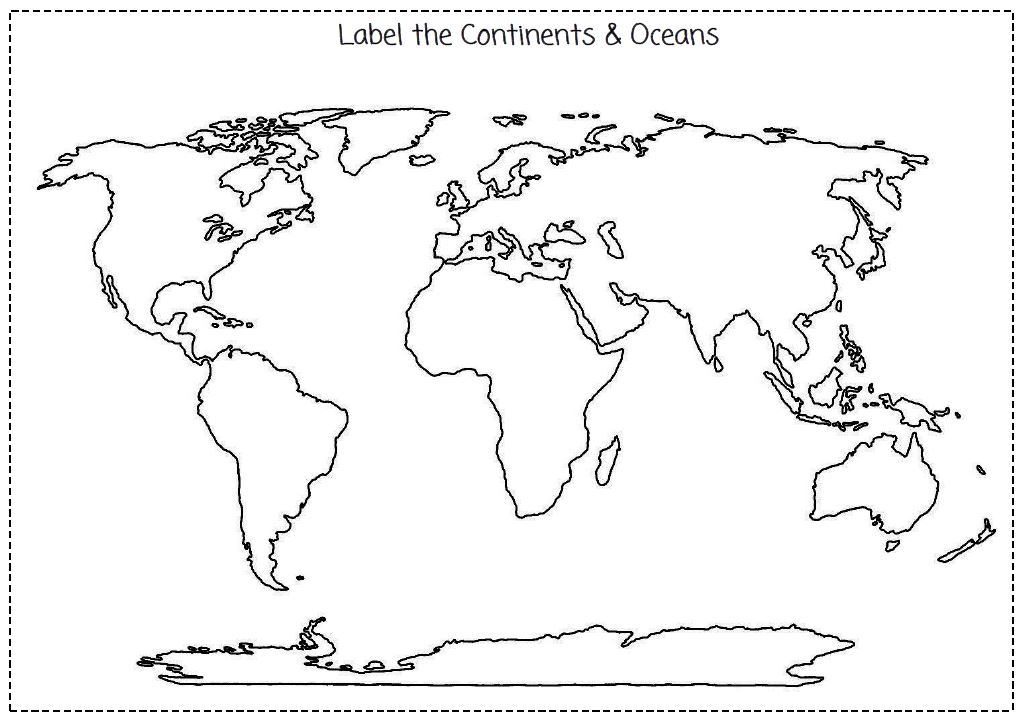 Imans Home-School: Continents &  Oceans ~ Cut &  Label the Map ...