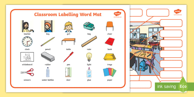 Classroom Labels - Labelling Worksheet (teacher made)