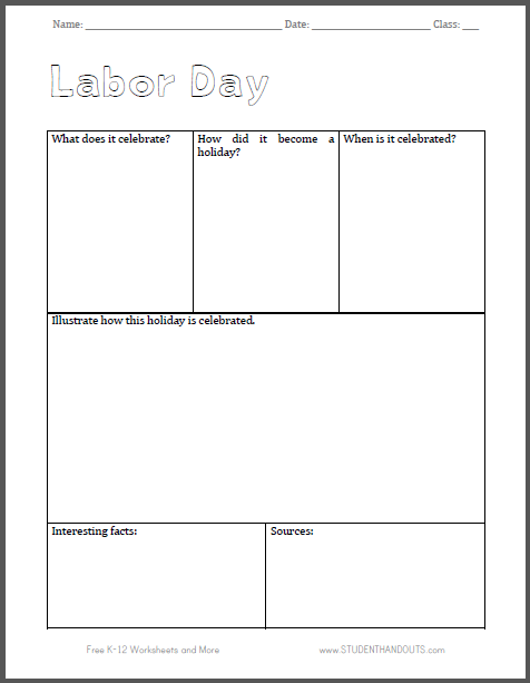 labor day worksheet free