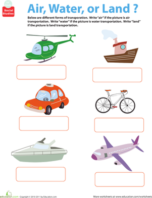 land and water worksheet