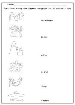landform worksheet 4th grade